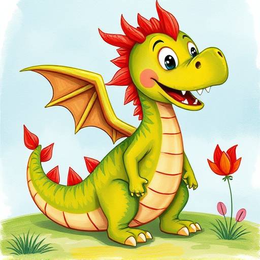 A children's book with a colorful illustration of a dragon