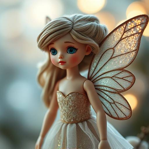 A doll dressed as a fairy with glittery wings