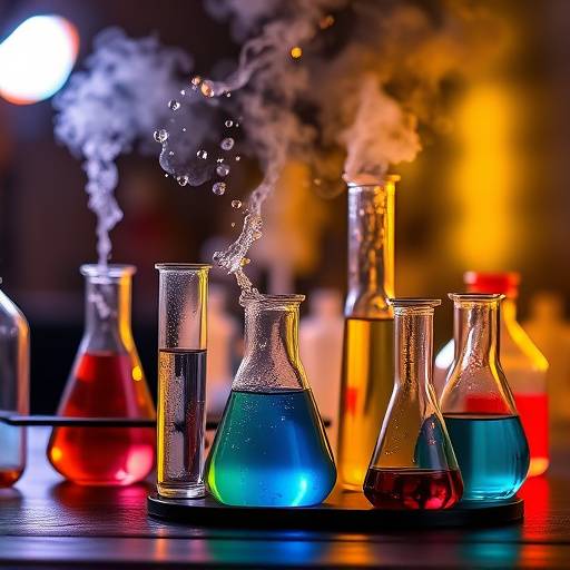 A science kit containing beakers, test tubes, and safe chemicals for conducting simple experiments, sparking curiosity and interest in science.